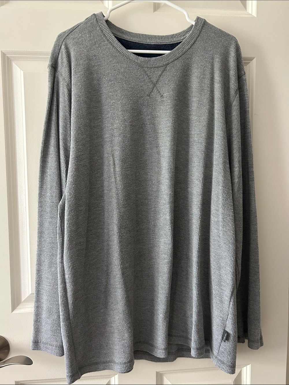 Eddie Bauer Gray Waffle-Knit Long Sleeve Shirt XXL